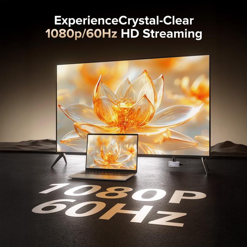 Type-C Wireless HDMI Transmitter & Receiver, 50M Range, 4K Decode, 1080P@60Hz, Plug & Play